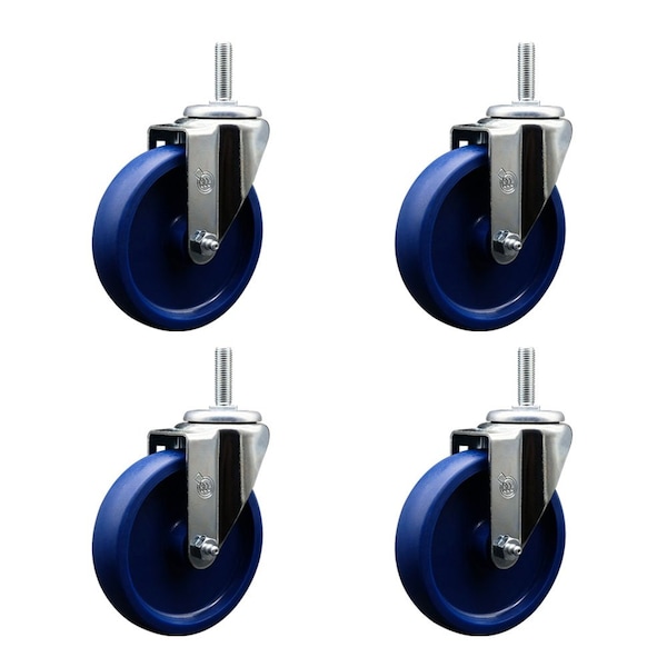 Service Caster 5 Inch Solid Polyurethane Wheel Swivel 34 Inch Threaded Stem Caster Set Service Caster SCC-TS20S514-SPUS-34212-4 - main